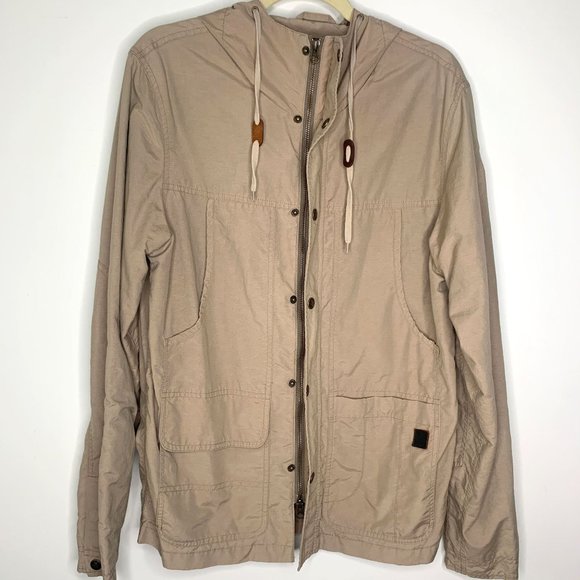 I. SPIEWAK &‎ SONS Beige Tan Hooded High Neck Windbreaker Jacket Sz M - Picture 3 of 10